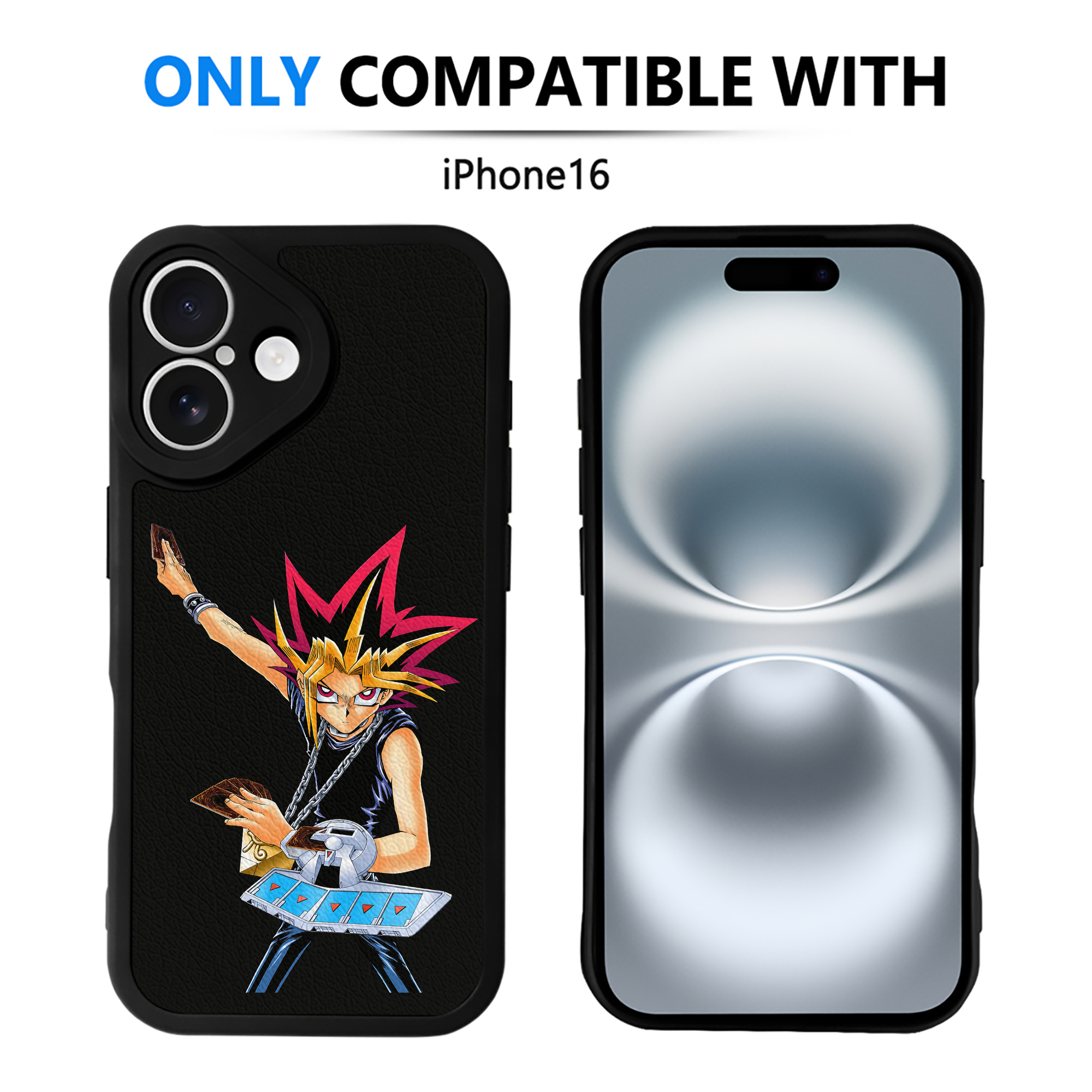 （画像用） 遊☆戯☆王 Yu-Gi-Oh! 【iPhone 16シリーズ対応】シリコンスマホケース（レザー調） 材質：シリコン